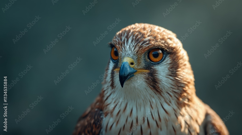 Fototapeta premium A close up of a bird of prey with a green background
