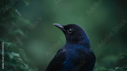 A black bird sitting on top of a tree branch