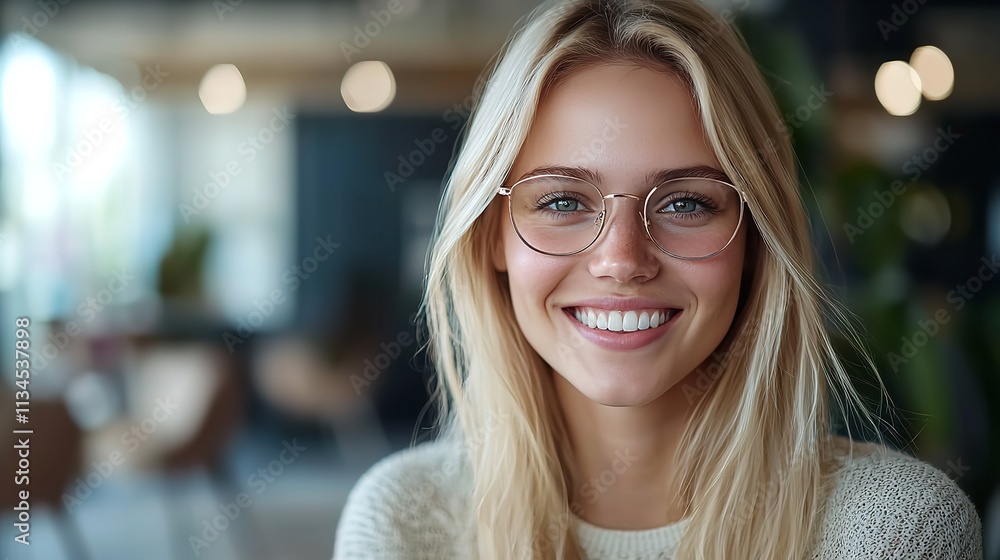 Headshot of a Happy Caucasian Girl in Glasses Headshot of a Happy Caucasian Girl in Glasses