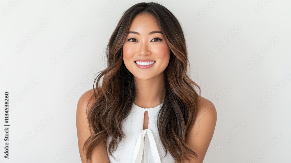 Smiling young woman with radiant complexion and natural beauty Smiling young woman with radiant complexion and natural beauty