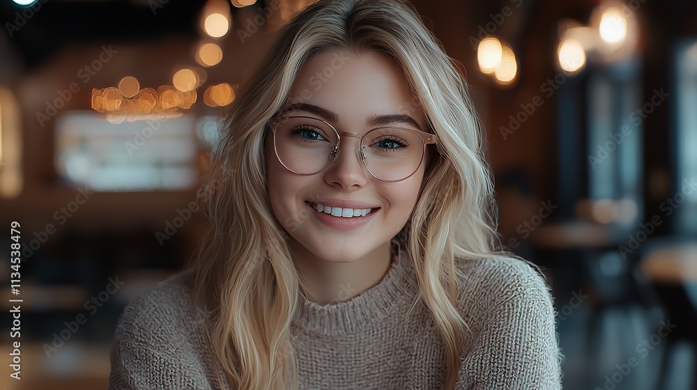 Headshot of a Happy Caucasian Girl in Glasses Headshot of a Happy Caucasian Girl in Glasses