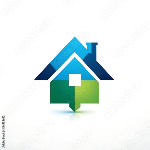 Eco-Friendly Home Icon: Abstract house icon design, symbolizing eco-friendly homes, sustainable living, and real estate. photo