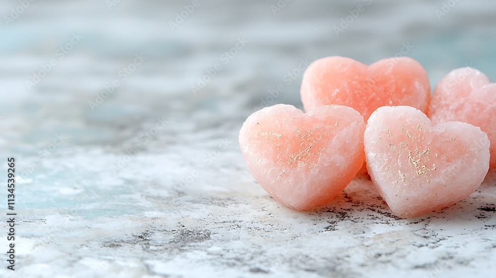 Fototapeta premium Valentines day background with heart-shaped candies romantic setting close-up view sweet treats