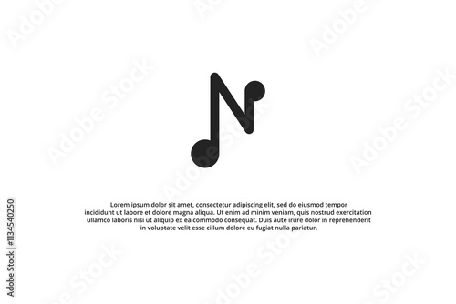 modern n logo with musical note