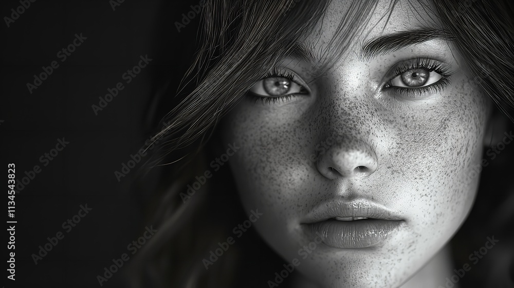 High Contrast Black and White Portrait of a Beautiful Girl High Contrast Black and White Portrait of a Beautiful Girl