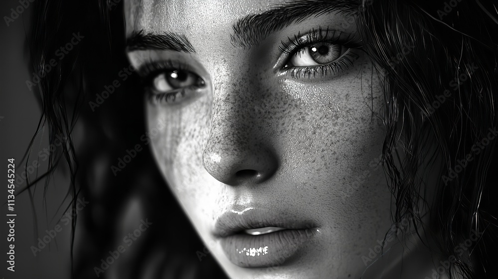 High Contrast Black and White Portrait of a Beautiful Girl High Contrast Black and White Portrait of a Beautiful Girl