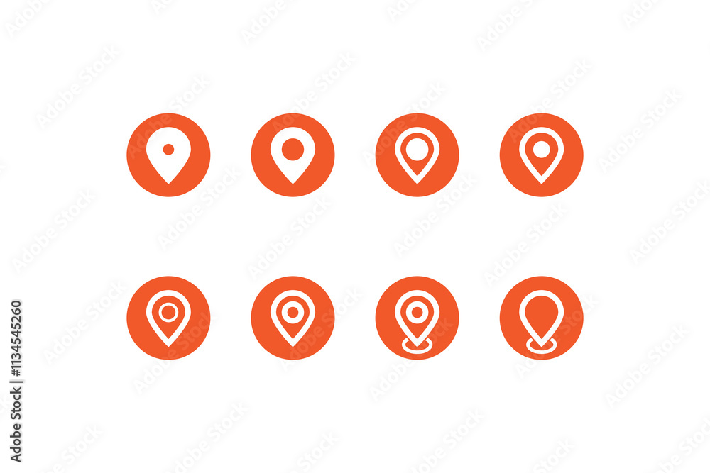 Location icon design or Orange location icon set collection Location icon design or Orange location icon set collection