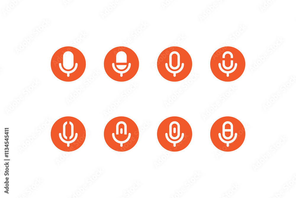 Microphone icon set design or Orange microphone voice icon collection Microphone icon set design or Orange microphone voice icon collection
