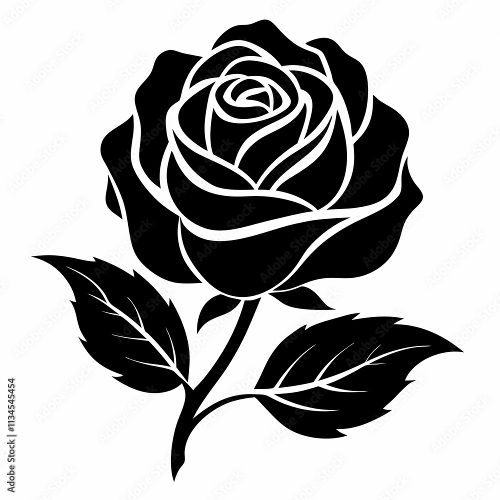 create a shillioutte rose flower ,background white create a shillioutte rose flower ,background white