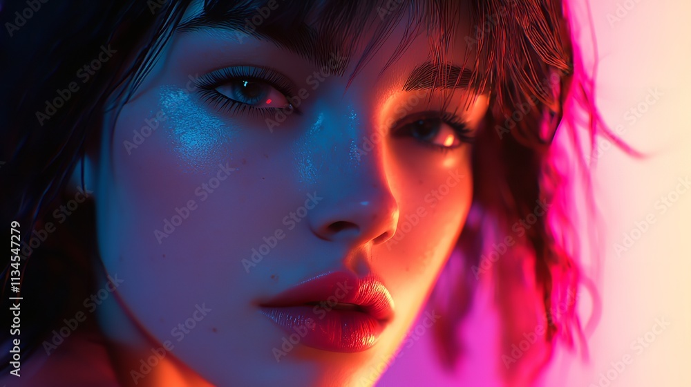 Human Portrait in a 3D Stylish Game Background Illustration