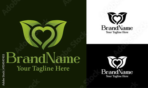 Heart and Leaf Organic Logo Design for Health and Sustainability photo