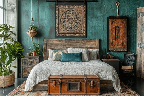 Bright, vibrant authentic boho style in the interior