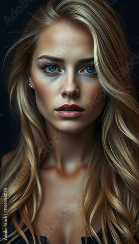 Wallpaper Mural Composite image of serious blonde natural beauty, dramatic atmosphere, with white tones Torontodigital.ca