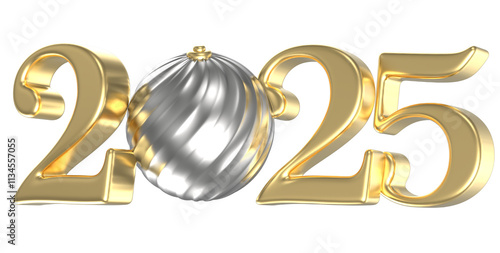 Ball Silver And Gold Number 2025 3D Render0