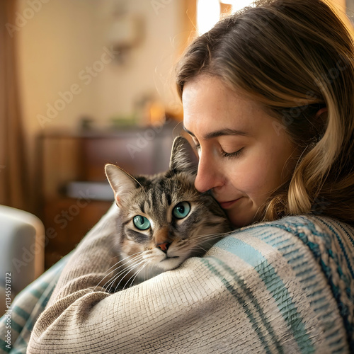 A cat and its owner share a unique bond of quiet companionship, built on trust.