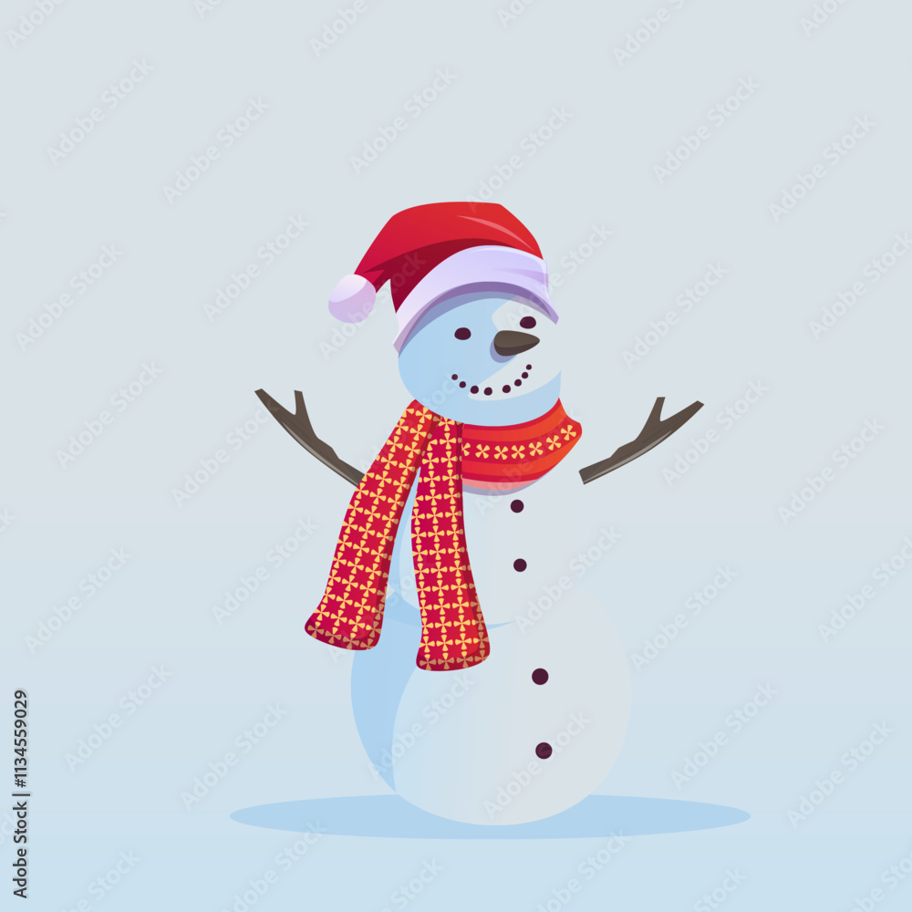 Vector cute snowman with christmas hat Vector cute snowman with christmas hat