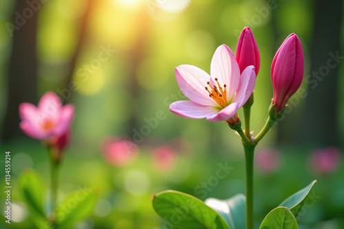 flower buds bloom globe flowers lush springtime forest environment warm sunny weather conditions every