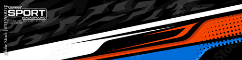 Racing car wrap design vector. Graphic abstract stripe racing background kit designs for wrap vehicle, race car, rally, adventure and livery.