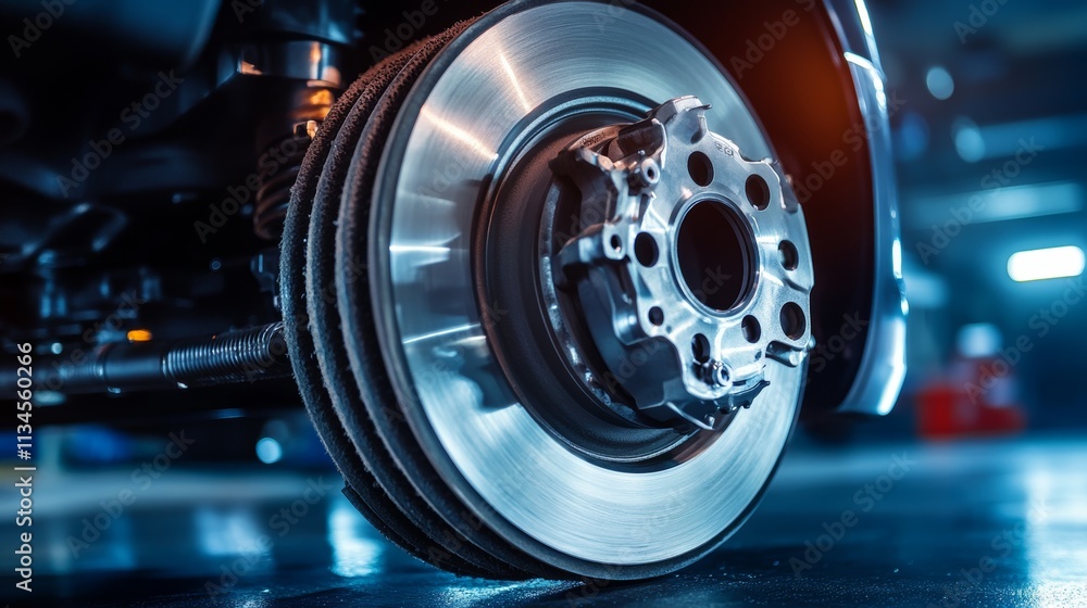 Close-Up of Car Brake Disc and Wheel Assembly Close-Up of Car Brake Disc and Wheel Assembly