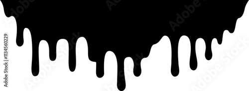 Black paint dripping down a white background creates a striking contrast, forming an abstract and artistic visual that captivates with its boldness and fluidity