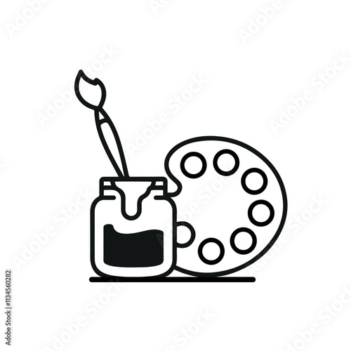 An illustration of a paintbrush and palette silhouette