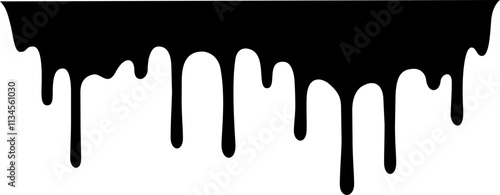 Black paint dripping down a white background creates a striking contrast, forming an abstract and artistic visual that captures attention with its fluid texture and bold design