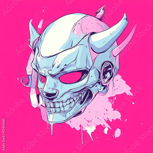 Oni Mask anime concept full color illustration photo