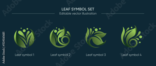 Leaf green icon set vector nature ecology environment logo