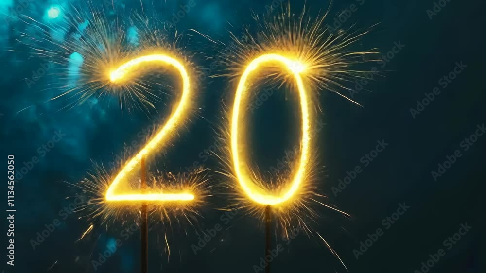 Celebrating the arrival of the year 2020 with sparkler fireworks at a festive gathering in a nighttime setting Celebrating the arrival of the year 2020 with sparkler fireworks at a festive gathering in a nighttime setting