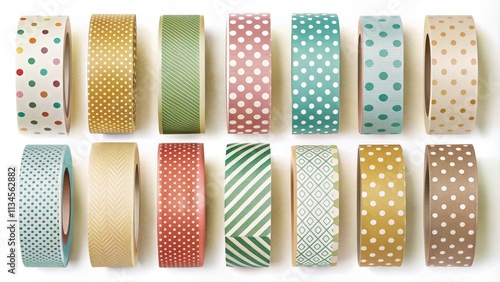 Set of masking tape s featuring polka dot and striped patterns, masking tape, s, polka dot, stripes, pattern, set, collection photo