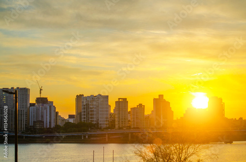 Wallpaper Mural Beautiful sky and beautiful city night view of Seoul, the capital of Korea, at sunset Torontodigital.ca