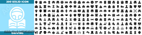 Driving Solid Editable Icons set