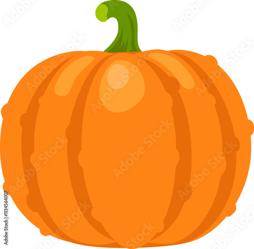 Vibrant orange pumpkin with a green stem, showcasing the rich colors and textures of autumn harvest, perfect for thanksgiving and halloween celebrations