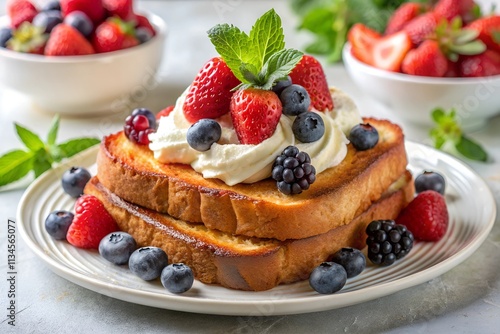 Fresh homemade food of berry Belgian waffles with honey, chocolate, strawberry, blueberry