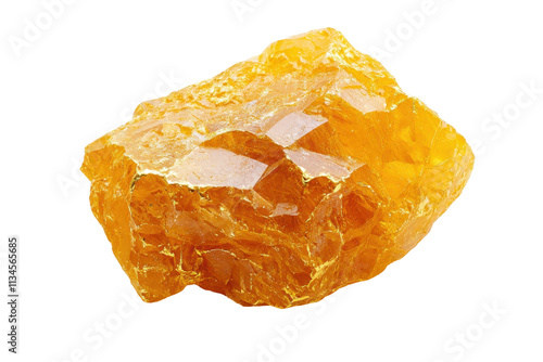 Raw Citrine Crystal Isolated on PNG Transparent Background