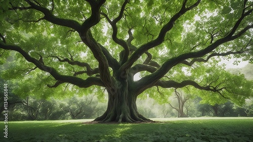 Wallpaper Mural A Majestic Oak Tree Standing Tall in a Verdant Forest Torontodigital.ca