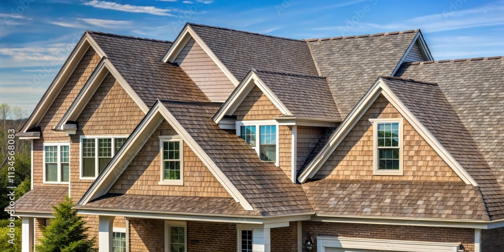 Newly constructed house with roofing shingles on top, house, construction, roof, shingles, architecture, building