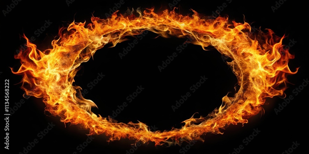Fiery burning ring of fire against black background, fire, burning, ring, flames,hot, intense, heat, dramatic, swirl Fiery burning ring of fire against black background, fire, burning, ring, flames,hot, intense, heat, dramatic, swirl