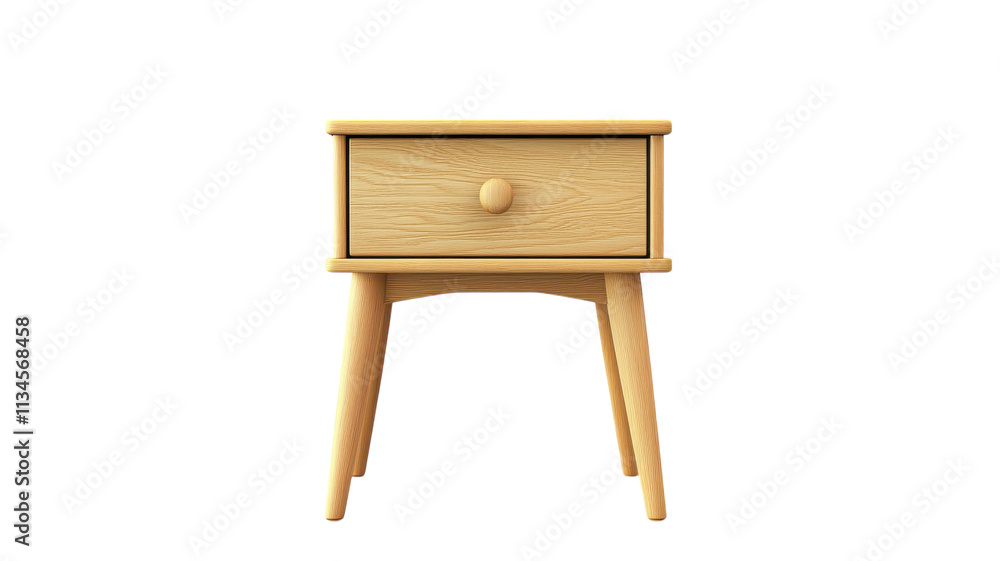 Stylish wooden nightstand with a single drawer and tapered legs, perfect for modern or classic bedroom decor. Stylish wooden nightstand with a single drawer and tapered legs, perfect for modern or classic bedroom decor.