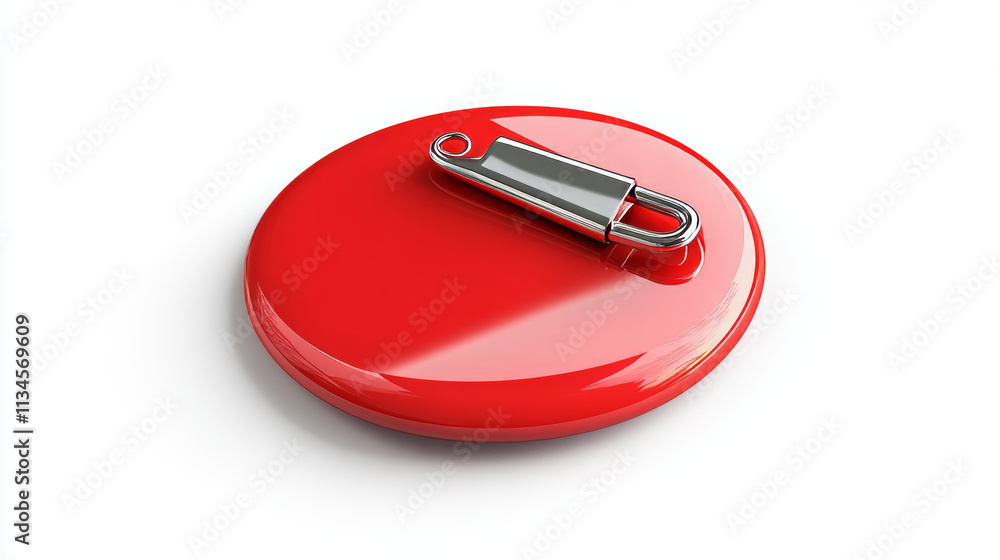 Mockup of red round blank pin badge displaying back view with metallic clasp and smooth surface ready for customization. Realistic 3d vector brooch template for visualizing or branding concept. Mockup of red round blank pin badge displaying back view with metallic clasp and smooth surface ready for customization. Realistic 3d vector brooch template for visualizing or branding concept.