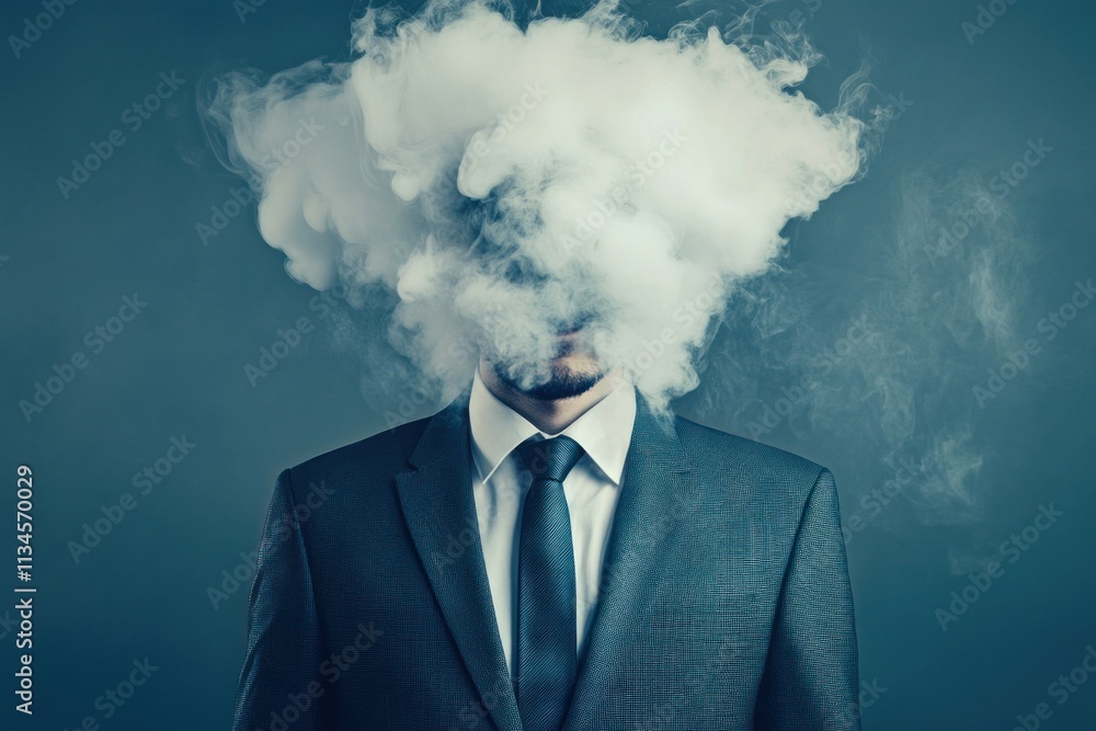 Man in Suit Surrounded by Cloud of Smoke Man in Suit Surrounded by Cloud of Smoke