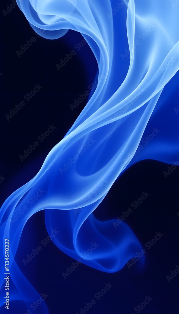 Naklejka premium Wave. Blue, white abstract dreamy wave flowing fabric, smoke. Transparent isolated png of blue wave. Banner Graphic Resource as background for silk, smoke, water wave abstract graphics backdrop, Dy