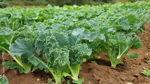 Wallpaper Mural Fresh Kale Growing in Organic Farm Field Under Clear Blue Sky Torontodigital.ca
