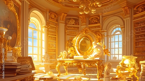 Obraz na płótnie Successful Investor Surrounded by Wealth and Luxury in Stylized Painting w salonie