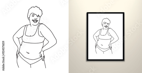 laughing lady line drawing art