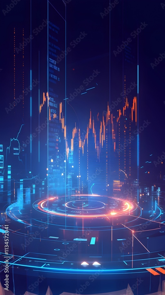 Analytical Precision and Financial Growth Glowing Holographic Projections for Investment Portfolio Insights