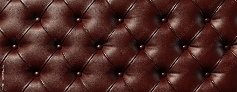A brown leather couch with a pattern of buttons A brown leather couch with a pattern of buttons