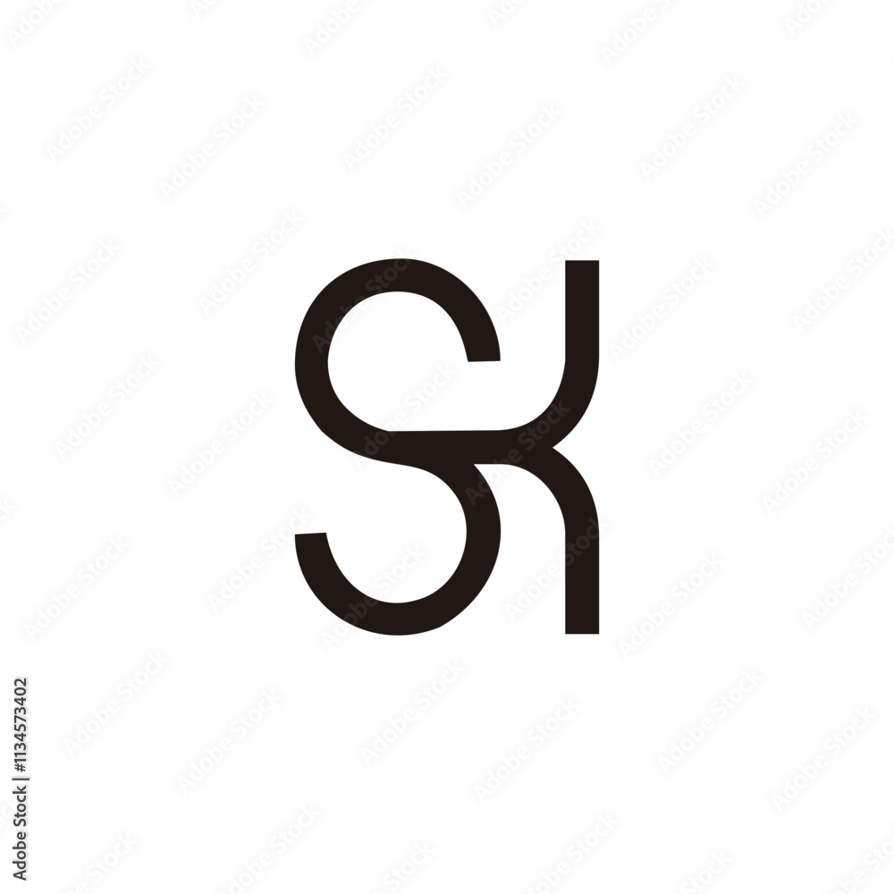 letter sk linked curves font simple logo vector letter sk linked curves font simple logo vector