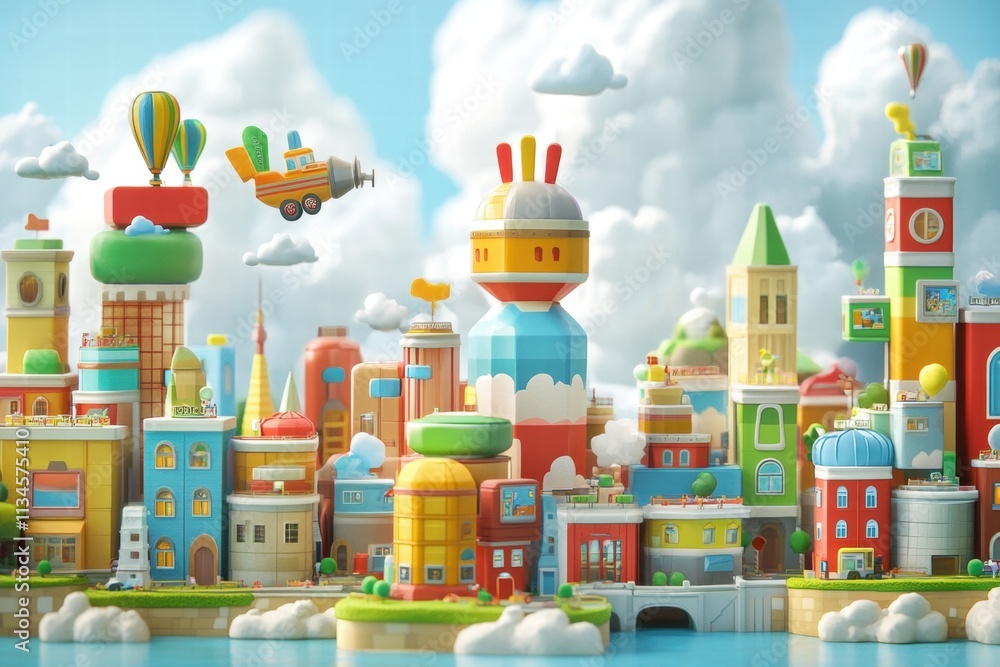 Obraz premium Whimsical Toy Cityscape