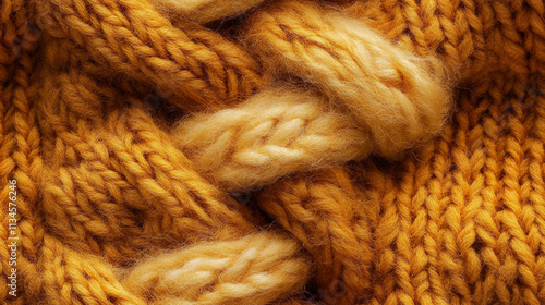 The texture of the hand-knitted fabric made of woolen threads, a variety of patterns. Background large multicolored knitting